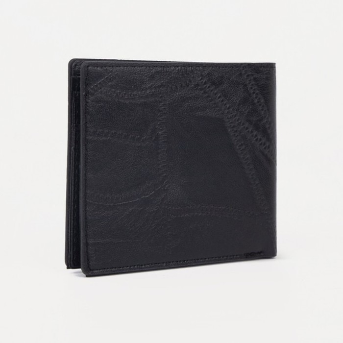 Портмоне мужское без застёжки, отдел для купюр, для карт, цвет чёрный