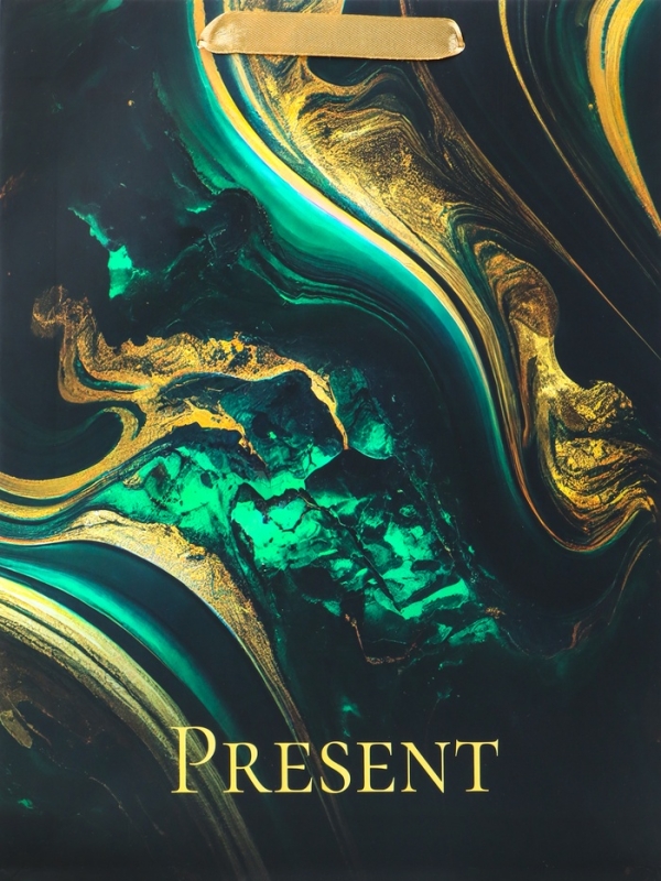 Пакет подарочный ламинированный вертикальный «Мрамор», M 26 × 32 × 12 см