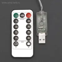 Гирлянда &laquo;Занавес&raquo; 2.8&times;3 м, роса на крючках, с пультом, IP20, серебристая нить, 300 LED, свечение мульти, 8 режимов, USB