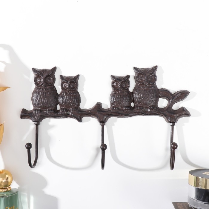 Крючки декоративные металл Крючки декоративные металл "Совушки на ветке" 27х5х15,5 см