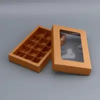 Коробка для 15 конфет, крафт, 13.7×22×3.5 см