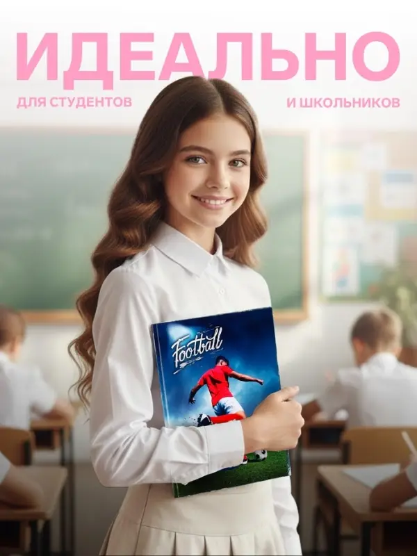 Колледж-тетрадь Calligrata &laquo;Футболист&raquo; А4, 160 листов, в клетку, в твёрдой обложке 7БЦ, глянцевая ламинация