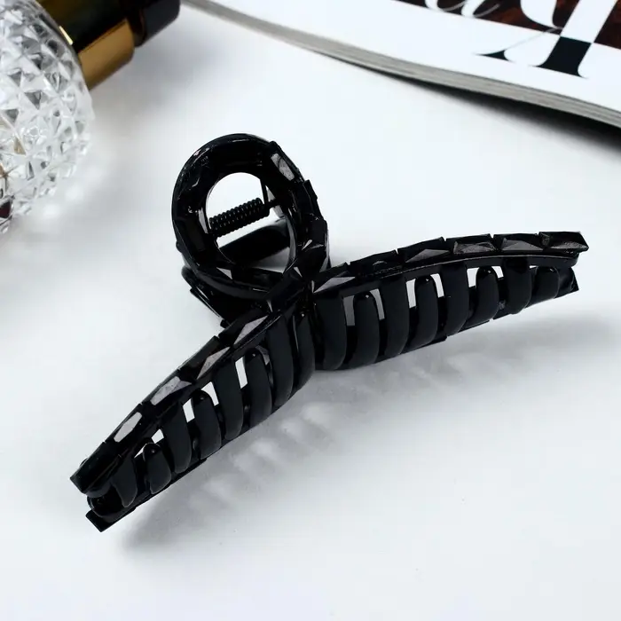 Крабик для волос &laquo;Кэрол&raquo;, петелька, 11&times;4 см, чёрный