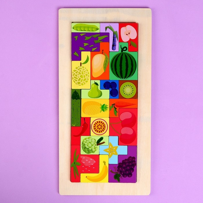 Пазл-тетрис «Фрукты», 30 × 15 × 1 см