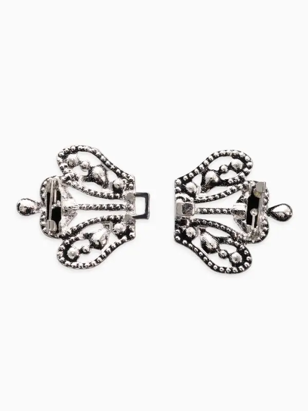 Зажим для кардигана "Ажур", корона империи, цвет белый в серебре