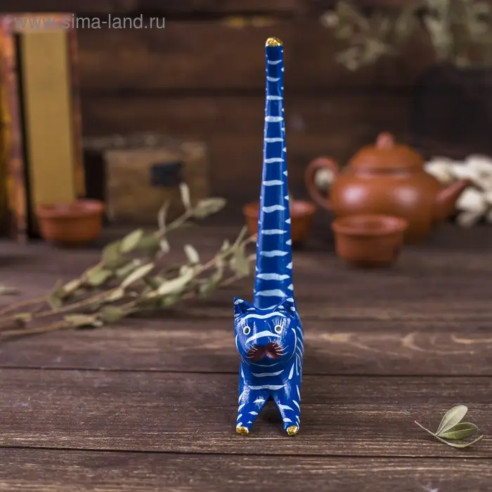 Сувенир дерево  Сувенир дерево "Кошка синяя под кольца" 13х3х14 см