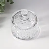 Шкатулка стекло "Ромбы и бриллиант" прозрачная 6,5х6,5х7 см