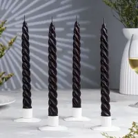 Набор свечей витых, 2.3&times;24.5 см, 5 ч, 50 г, 4 шт., чёрный, в подарочной коробке