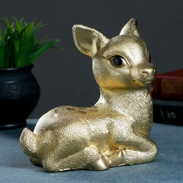 Копилка для денег &laquo;Олененок&raquo;, гипс, под золото, 17&times;10&times;18 см