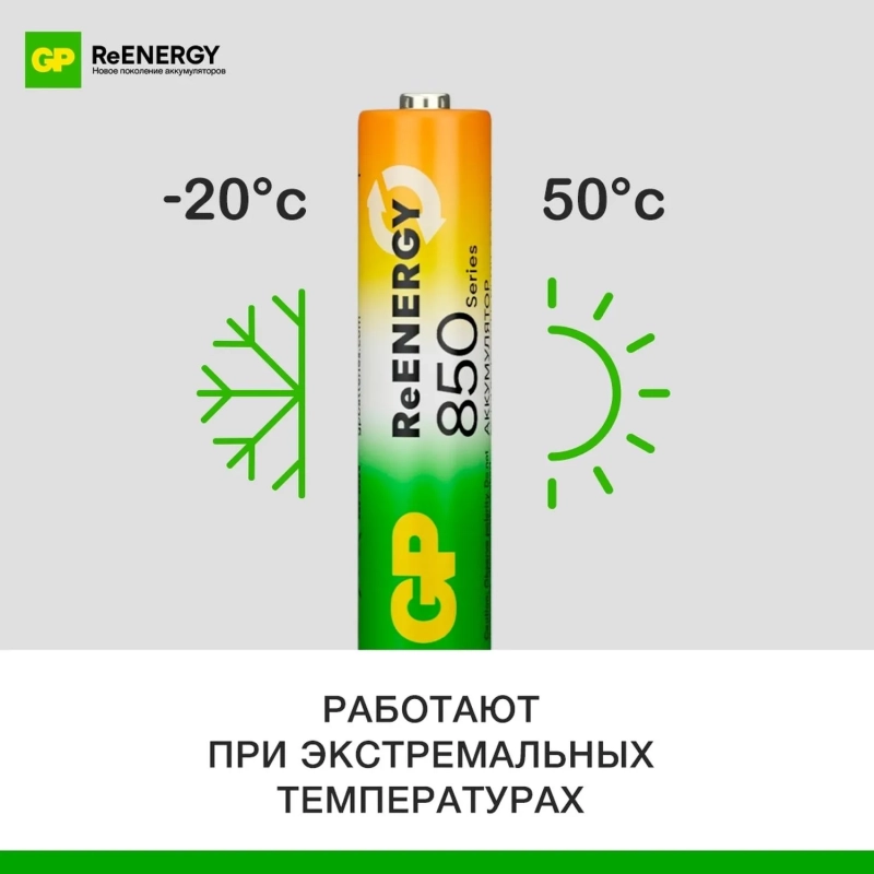 Аккумулятор GP 850mAh AAA 85AAAHC-5DECRC2/ 85AAAHCRGY-2CRCB2 бл/2шт