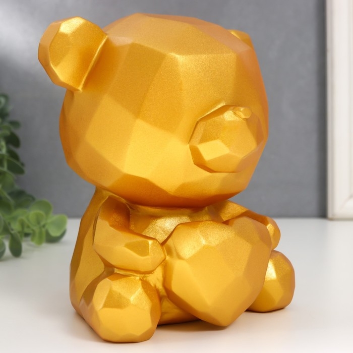 Копилка пластик Копилка пластик "Медвежонок с сердцем" золотой 14,5х14х17 см