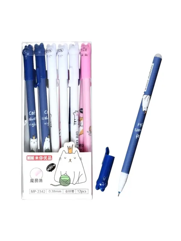 Стираемая ручка Calligrata, &laquo;Кот&raquo;, гелевая, синий стержень, узел 0.38 мм, МИКС