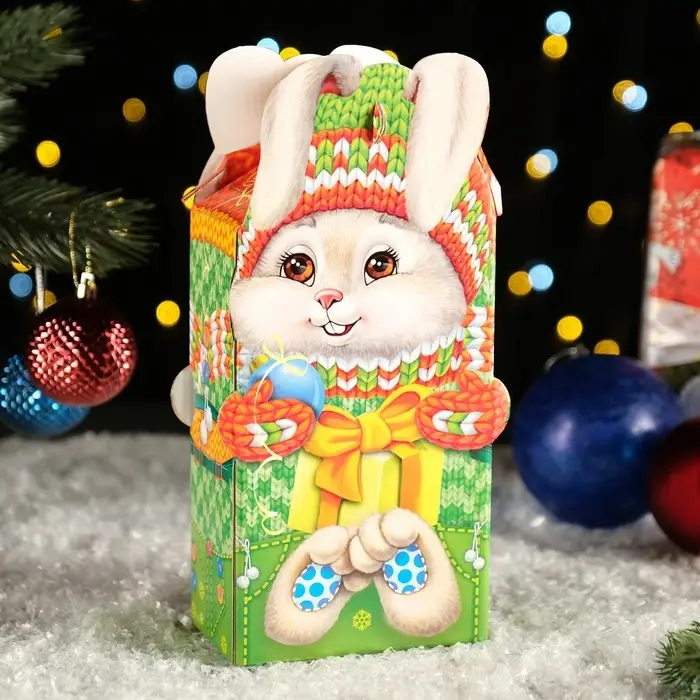 Подарочная коробка «Новогодний Заяц», 14.3×7.6×27.7 см