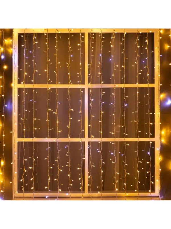 Гирлянда &laquo;Занавес&raquo; 2&times;3 м, IP44, УМС, белая нить, 760 LED, свечение тёплое белое, мерцание белым, 220 В