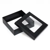 Коробка подарочная складная, упаковка, крышка - дно, чёрная, с окном 20&times;20&times;6 см