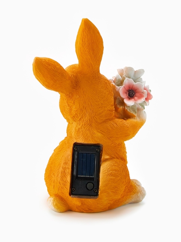 Садовая фигура  Садовая фигура "Зайка с букетом", 17х11х22 см, с подсветкой