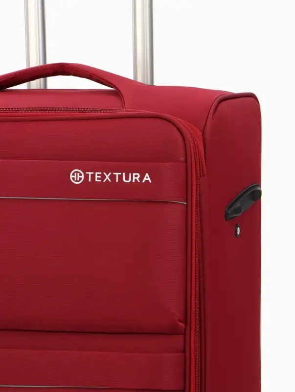 Чемодан на колёсах TEXTURA, с увеличением, кодовый замок, 42&times;26&times;68 см, 24", красный