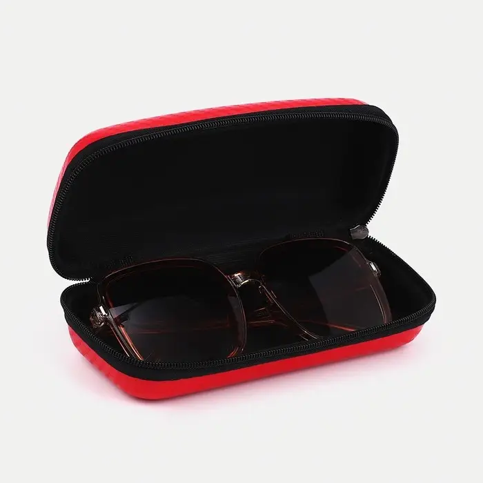 Футляр для очков на молнии, длина 16 см, цвет красный