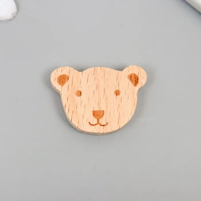 Бусина для творчества дерево "Мишка" 3,5х2,6 см