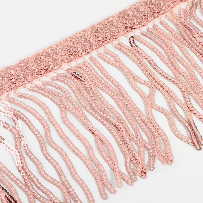 Тесьма с пайетками «Бахрома», d = 3 мм, 10 см, 4,5 ± 0,5 м, цвет розовый Тесьма с пайетками «Бахрома», d = 3 мм, 10 см, 4,5 ± 0,5 м, цвет розовый