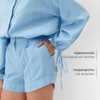 Костюм женский (блузка, шорты) MINAKU: Casual Collection цвет голубой, размер 44