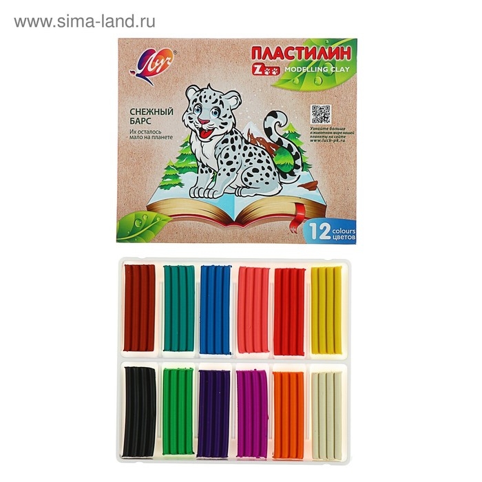 Пластилин 12 цветов 180 г ZOO Пластилин 12 цветов 180 г ZOO