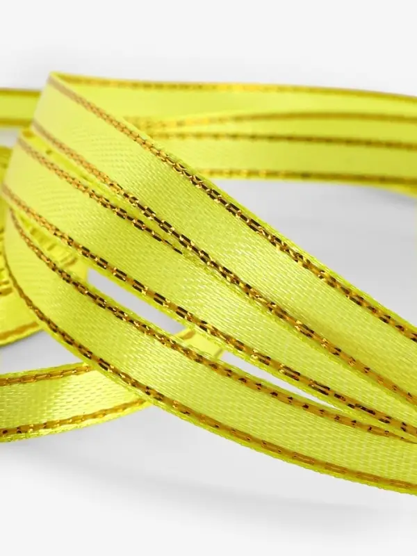 Лента атласная, с золотым люрексом, 6 мм, 23&plusmn;1 м, жёлтая №015