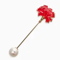 Булавка &laquo;Цветок&raquo;, гвоздика, 7 см, красно-белая в золоте