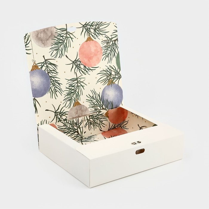 Коробка подарочная новогодняя складная двухсторонняя «Новогодние шары», 20 х 18 х 5 см, Новый год Коробка подарочная новогодняя складная двухсторонняя «Новогодние шары», 20 х 18 х 5 см, Новый год
