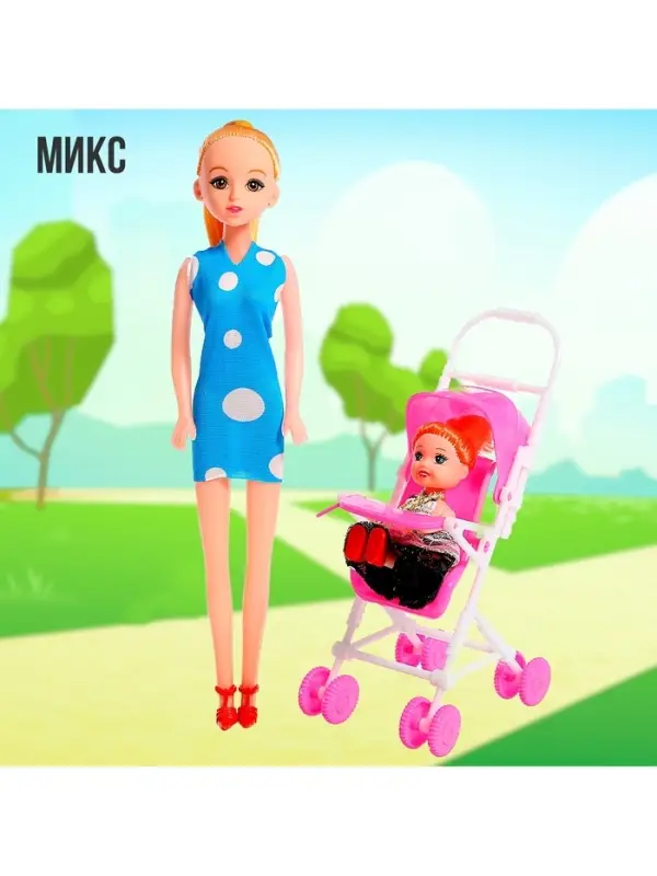 Кукла-модель &laquo;Мама с дочкой&raquo; с коляской, МИКС