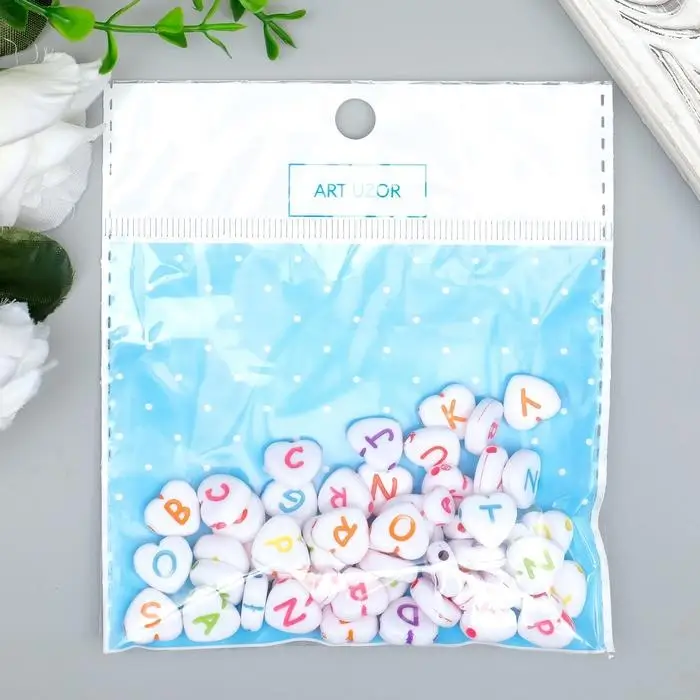 Набор бусин для рукоделия и плетения «Арт Узор. Английские буквы на сердце», 20 г, пластик, 1.2×1.2 см Набор бусин для рукоделия и плетения «Арт Узор. Английские буквы на сердце», 20 г, пластик, 1.2×1.2 см