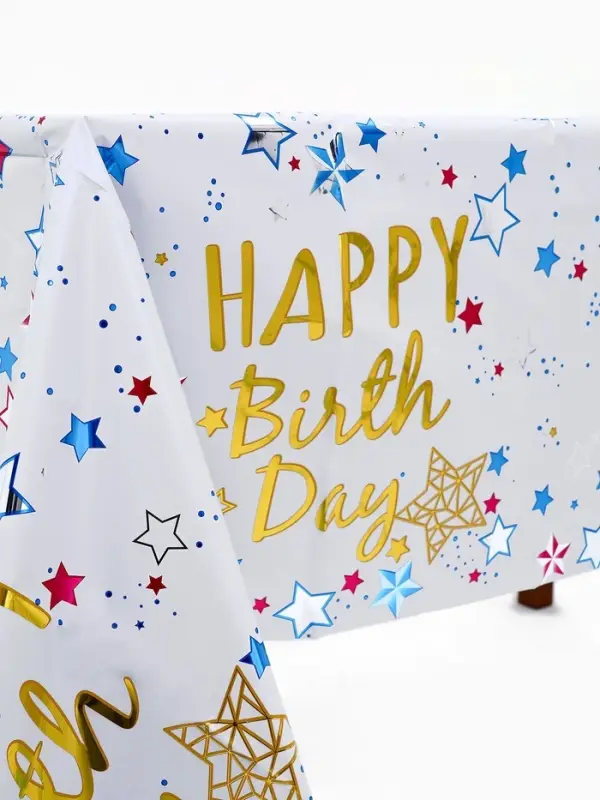 Скатерть одноразовая &laquo;С днём рождения&raquo;, 137&times;183 см, белая