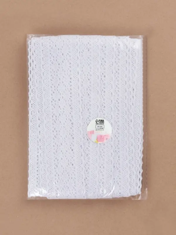 Кружево вязаное, 55 мм, 10&plusmn;1 м, белое