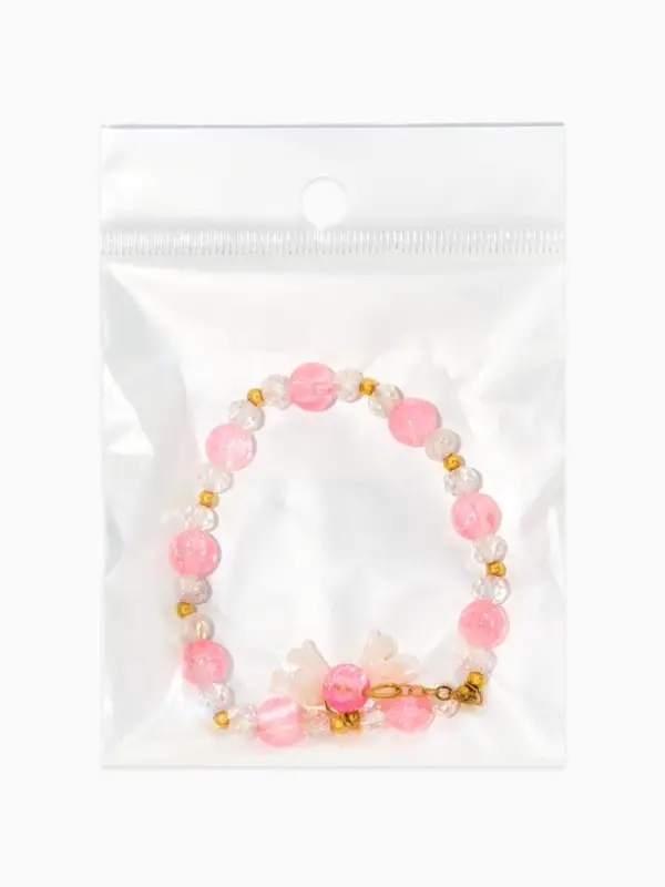 Браслет детский "Выбражулька" ландыши, цвет розово-белый в золоте