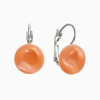 Серьги пластик "Таблетка" кошачий глаз, цвет оранжевый в серебре