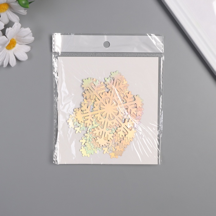 Наклейка бумага, пластик Наклейка бумага, пластик "Снежинки" серебро переливы набор 8 шт 9,5х8,5 см