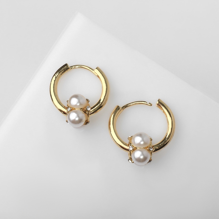 Серьги с жемчугом «Бусина» миниатюрность, цвет золото Серьги с жемчугом «Бусина» миниатюрность, цвет золото