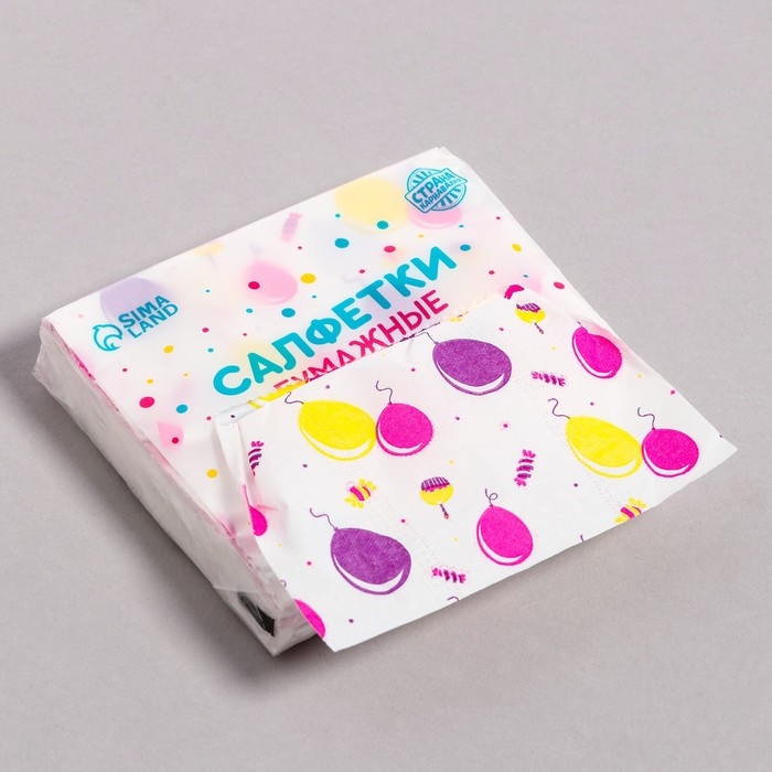 Салфетки бумажные Салфетки бумажные "Шарик", 60 шт в пакете, трёхслойные