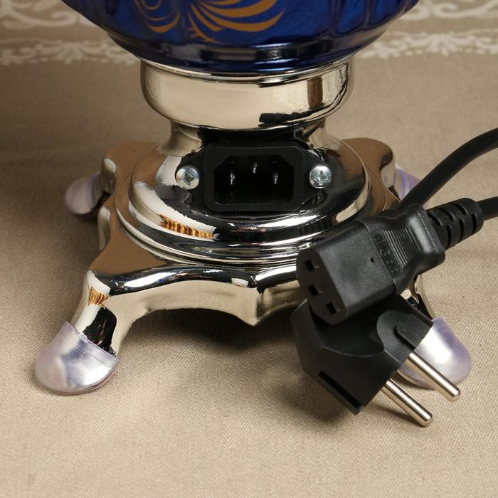 Набор «Жостово на синем», рюмка, 3 предмета, самовар 3 л, заварочный чайник 0,7 л, поднос Набор «Жостово на синем», рюмка, 3 предмета, самовар 3 л, заварочный чайник 0,7 л, поднос