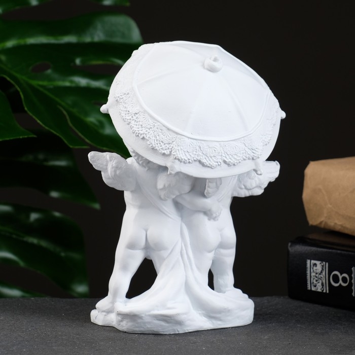 Фигура  Фигура "Ангелочки под зонтом" белый 9х11х15см