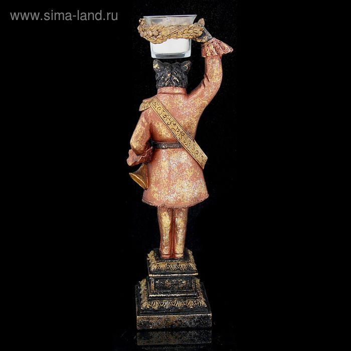 Подсвечник полистоун  Подсвечник полистоун "Английский шарж-Пёс вояка" 29х10х11,3 см