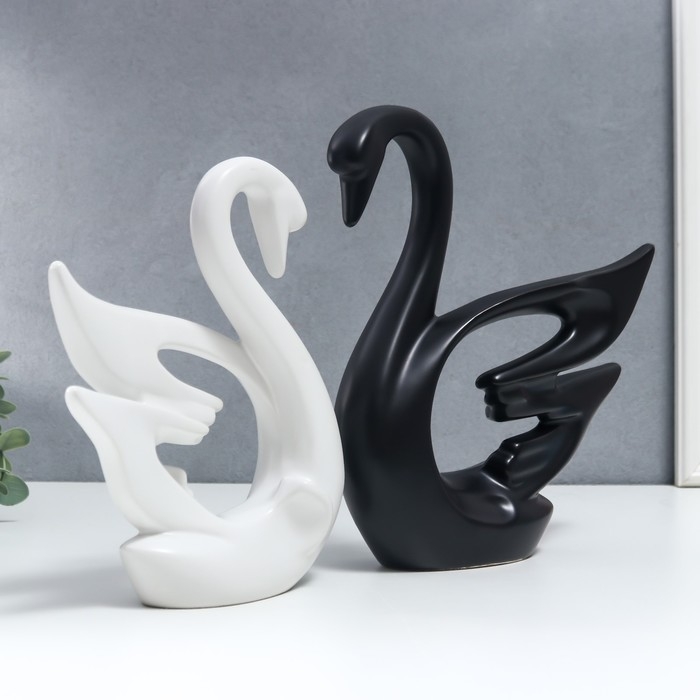Сувенир керамика Сувенир керамика "Лебеди белый и чёрный" набор 2 шт 21х18 24х21 см
