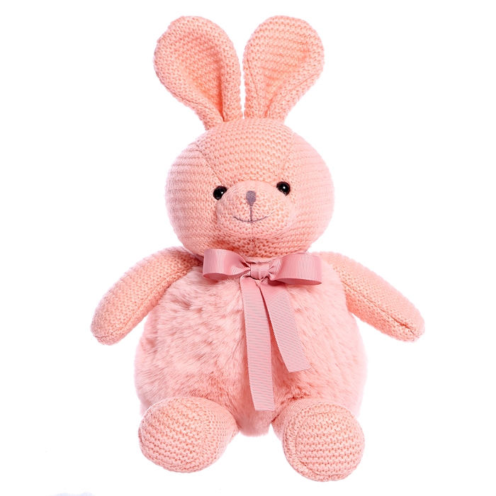 Мягкая игрушка «Зайка вязаный», цвет розовый, 38 см Мягкая игрушка «Зайка вязаный», цвет розовый, 38 см