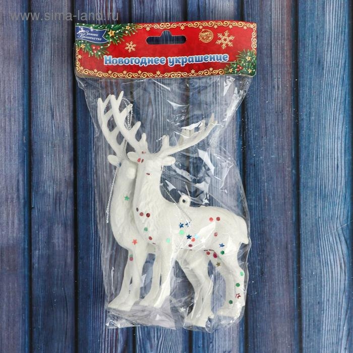 Украшение ёлочное Украшение ёлочное "Звёздные олени" (набор 2 шт) 7х13 см, белый