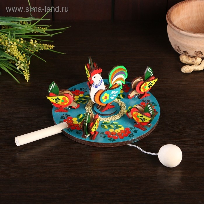 Сувенир Сувенир "Курицы клюющие с петухом", d=16 см, микс