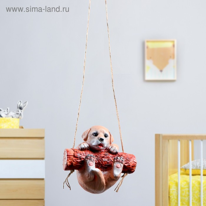 Подвесной декор Подвесной декор "Щенок на бревне", 21х13х18см