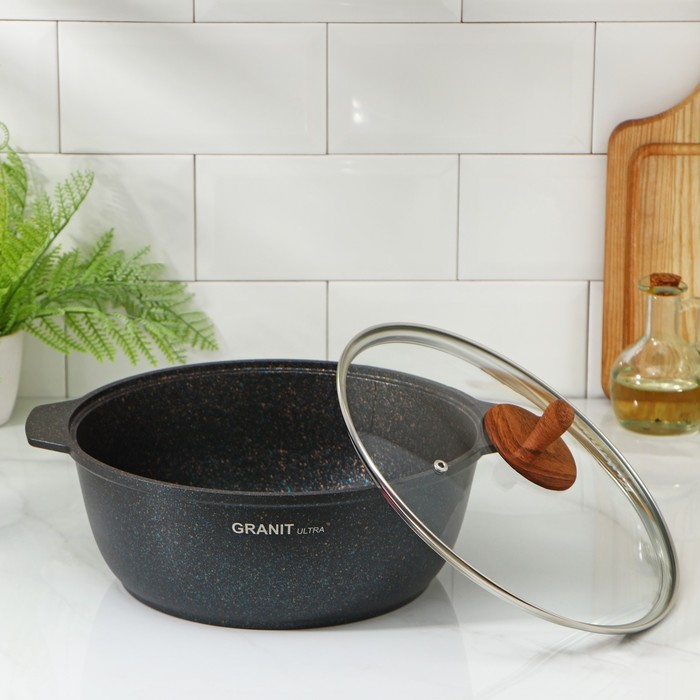 Кастрюля-жаровня Granit ultra, 4 л, d=28 см, антипригарное покрытие, цвет чёрный Кастрюля-жаровня Granit ultra, 4 л, d=28 см, антипригарное покрытие, цвет чёрный