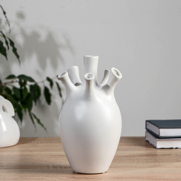 Ваза керамика настольная Ваза керамика настольная "Пикассо" (ручная роспись) сердце, 22 см, белый