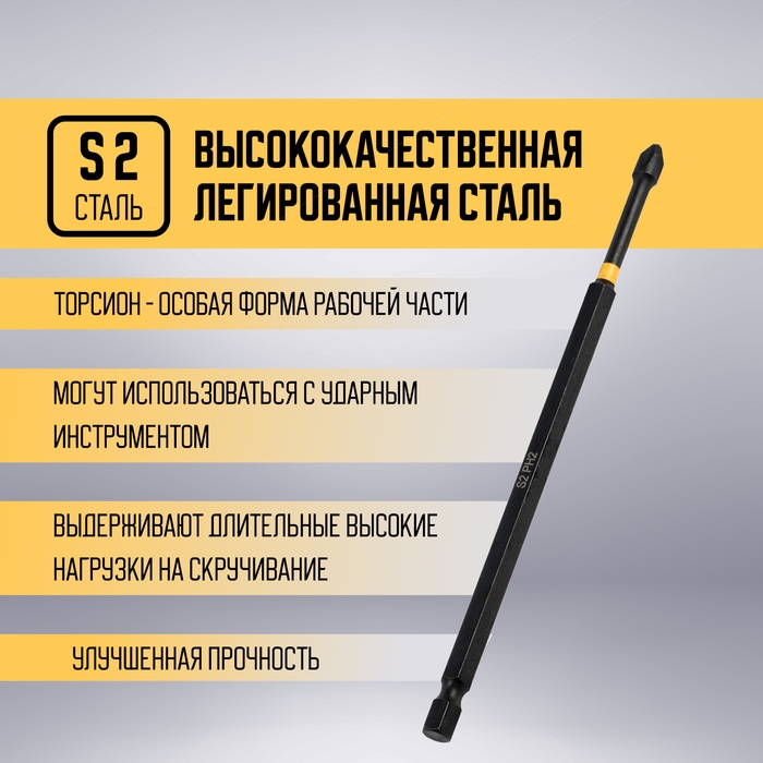 Бита ТУНДРА ПРОФИ, Torsion, сталь S2, PH2 х 150 мм, пластиковый кейс по 10 шт. Бита ТУНДРА ПРОФИ, Torsion, сталь S2, PH2 х 150 мм, пластиковый кейс по 10 шт.