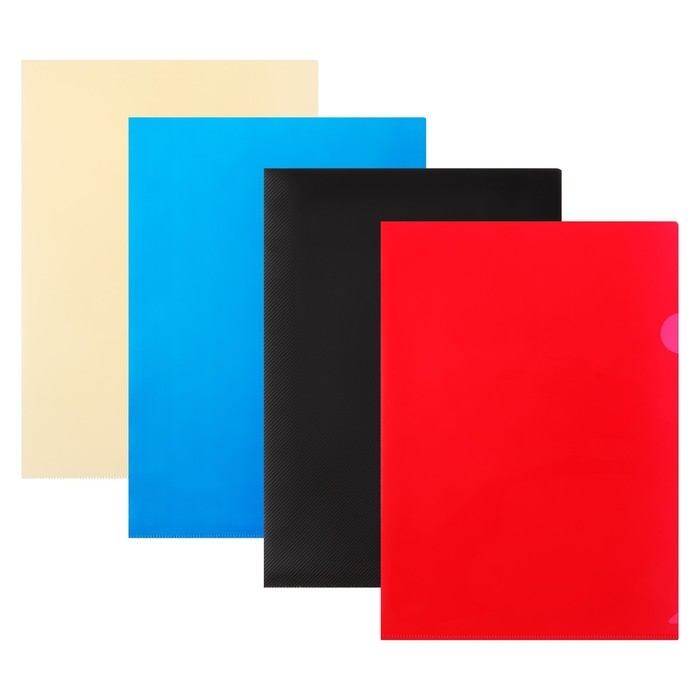 Набор папок-уголков А4, 180 мкм, Calligrata Набор папок-уголков А4, 180 мкм, Calligrata "DeLuxe", непрозрачные, с тиснением, 4 штуки, микс